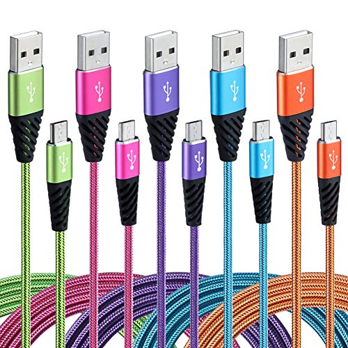 Boenoea Fast Phone Charger Android 10ft 5-Pack
