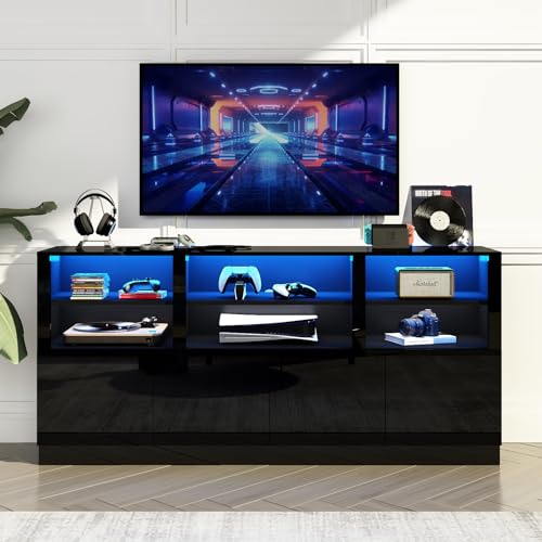 Bolonbi 70 Inch LED TV Stand with Storage Shelves and Doors