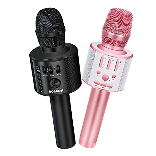 BONAOK Wireless Bluetooth Karaoke Microphones Combo, Kids Microphone, Karaoke Microphone for Adults, Gifts for Boys Girls
