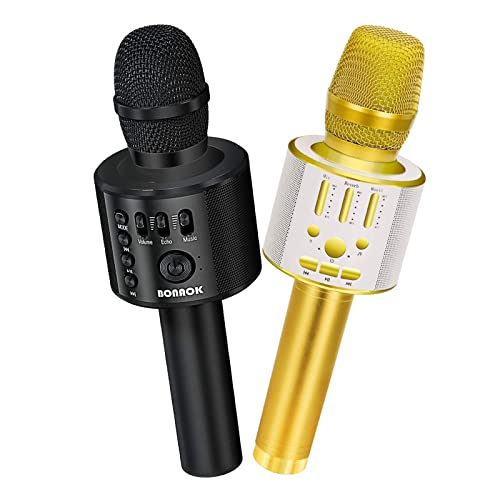 BONAOK Wireless Bluetooth Karaoke Microphones Combo, Kids Microphone, Karaoke Microphone for Adults, Gifts for Boys Girls