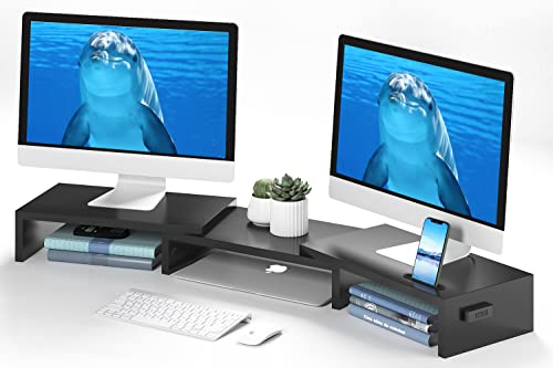 BONTEC 2 Pack Monitor Stand Riser, 3 Height Adjustable Monitor Stand with  Pen Holder, Ergonomic Metal Laptop Stand with Cable Management, Great  Computer Stand for Laptop, iMac, PC, Printer, 14.5 in 