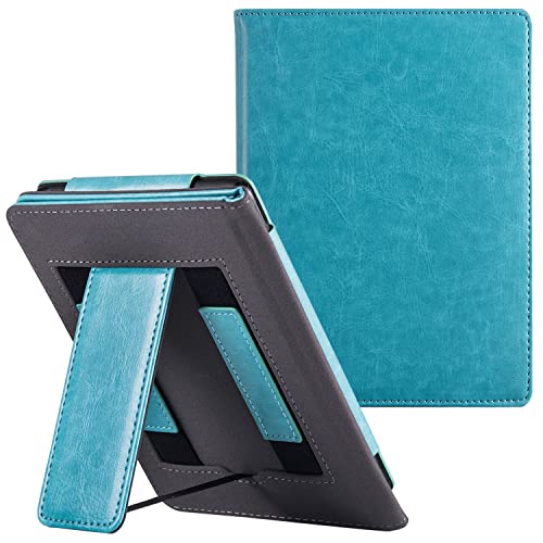 BOZHUORUI Stand Case for 6.8" Kindle Paperwhite (11th Generation - 2021) and Kindle Paperwhite Signature Edition - PU Leather Sleeve Cover with Two Hand Straps and Auto Sleep/Wake