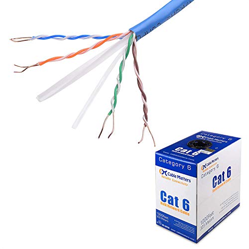 Cable Matters 10Gbps UL Listed in-Wall (cm) Rated Bare Copper Cat 6 Cable 1000 ft (Cat6 Bulk Cable 1000 ft, Cat6 Ethernet Cable, Internet Cable, Network Cable) in Blue