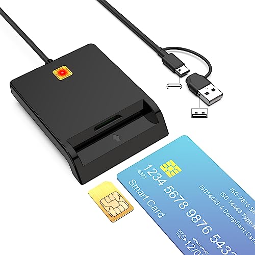 CAC Card Reader USB SIM Card Reader 2-in-1 Smart Card Reader