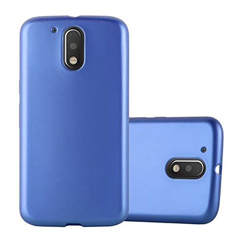 Cadorabo Case Compatible with Motorola Moto G4 / G4 Plus in Metallic Blue - Shockproof and Scratch Resistant TPU Silicone Cover - Ultra Slim Protective Gel Shell Bumper Back Skin