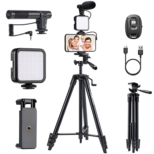 CAMOLO Vlogging Kit with Microphone, LED Light, and Tripod