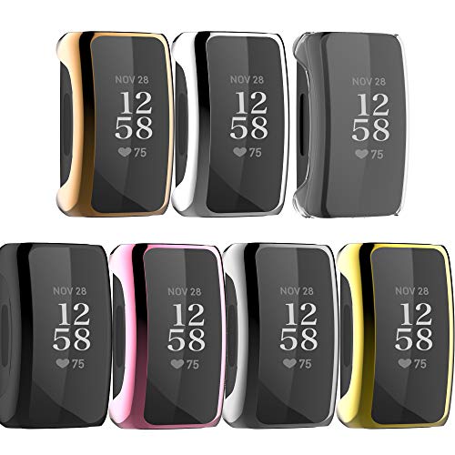 Case Compatible with Fitbit Inspire 2/Inpsire 3 Screen Protector, Soft Plated TPU Full Protective Case Cover for Inspire 2/Inpsire 3 Accessories (Multicolor-7pack)