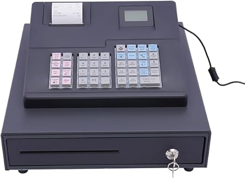 Cash Register,Electronic Pos System Cash Register w/Drawer Cash Box,8-Digital LED Display Thermal Dept Cash Register,38 Keys Electronic POS System for Retail Service,Businesses (Style 1)