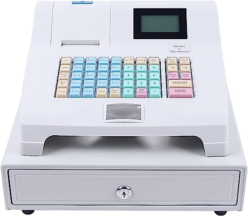 Cash Register,Electronic Pos System Cash Register with Removable Cash Tray and Thermal Printer,48-Keys 8-Digital LED Display,Multifunction Cash Register for Small Business