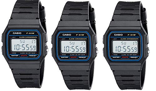 Casio F91W-1 Men's 3 Classic Chronograph Alarm LCD Digital Watches