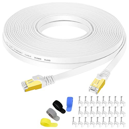 Cat 7 Shielded Ethernet Patch Cable 50 ft White