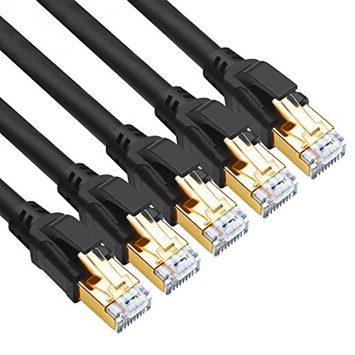 CAT 8 Ethernet Cable 3ft (5 Pack) - Ultra High Speed 40Gbps 2000MHz SFTP 26AWG CAT8 Cable