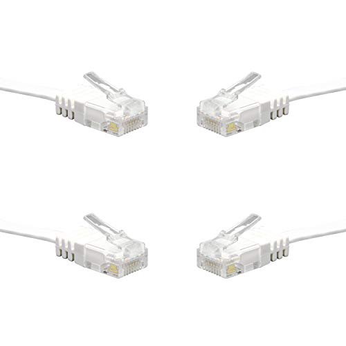 Cat6 Ethernet Patch Cable Short, Ancable 4-Pack 6 Inch Flat Ethernet Cable, Computer LAN Cable with Snagless RJ45 Connectors (White)