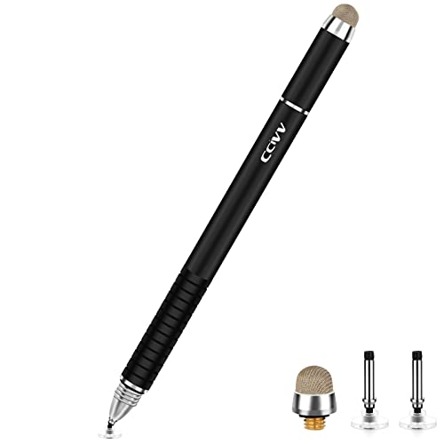 CCIVV Stylus Pen 2 in 1 Fine Point & Mesh Tip Stylus for Touch Screen, Compatible for Tablet and Cellphone (1Pc, Black)
