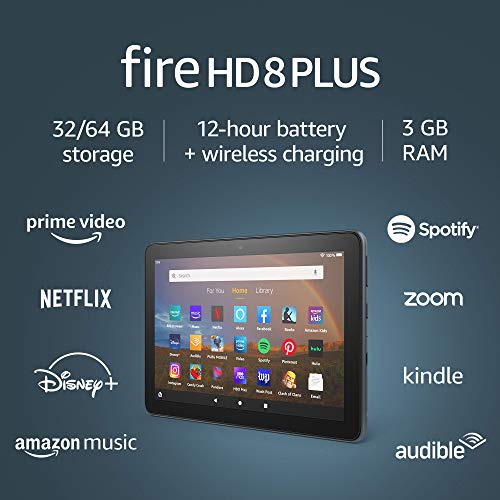 Fire HD 8 Plus tablet, 8” HD Display, 32 GB, 3GB RAM, 30% faster  processor, and Made for  Wireless Charging Dock, (2022 release), Gray
