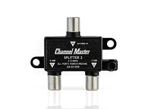 Channel Master CM-3212HD 2-Way Splitter with Power Passing Capability for TV Antenna and Cable Signals