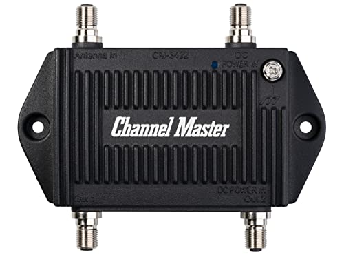 Channel Master TV Antenna Distribution Amplifier, TV Antenna Signal Booster with 2 Outputs