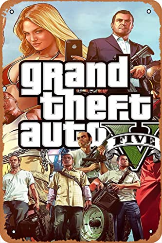 CLASSIC DECOR Poster Game GTA 5 Game Poster 6 Wall Art Decor Tin Sign - 8 x 12inch