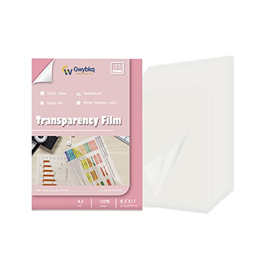 Clear Transparency Film Paper for Inkjet Printers - 25 sheets