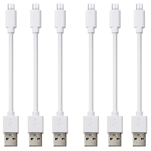 CLZWiiN Short Micro USB Cable (6 Pack 8inch White)