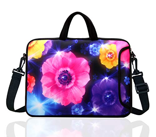 Colorful Flower Neoprene Laptop Shoulder Bag Sleeve Case