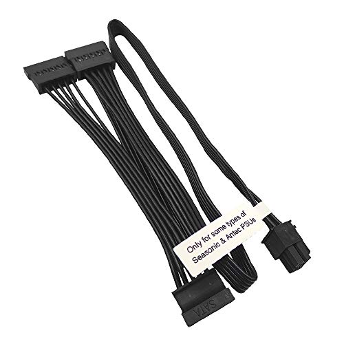 COMeap 6 Pin Male to 3X 15 Pin SATA Female Hard Drive Power Adapter Cable