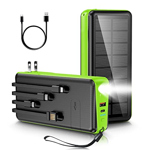 Compact and Powerful Portable Charger with Built-in Cable and Wall Plug