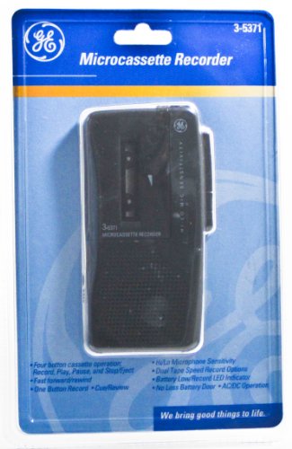 Compact and Reliable: GE Handheld Micro Cassette Voice Recorder