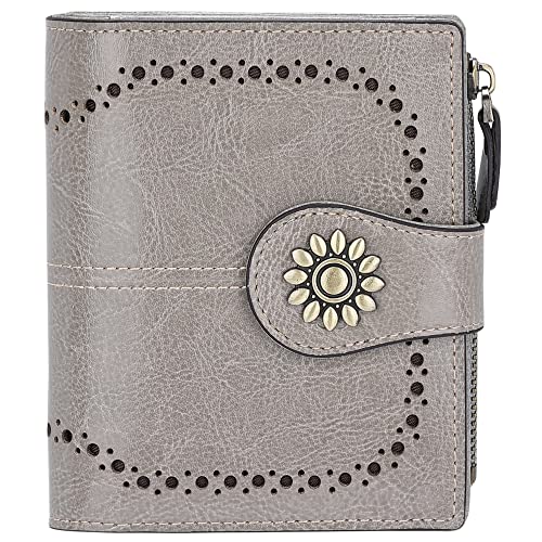 Compact RFID Blocking Leather Wallet for Women