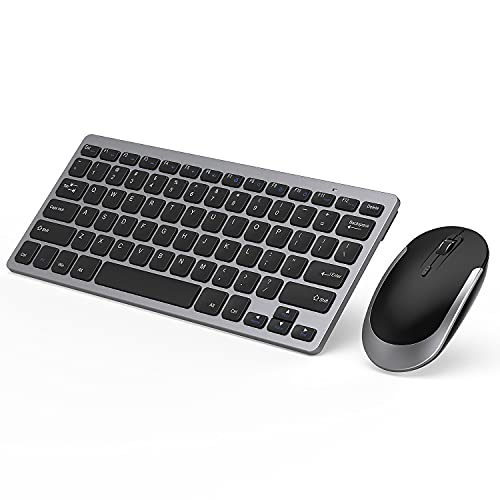 Compact Wireless Keyboard Mouse, 2.4GHz Ultra Thin Small Wireless Keyboard Mouse Combo for Desktop, Laptop (Space Gray)