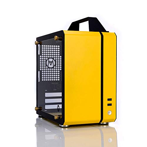 Computer Case Portable Mini ITX Mother Board Metal PC Case Support SFX Power Supply Transparent Acrylic Side Panel Yellow