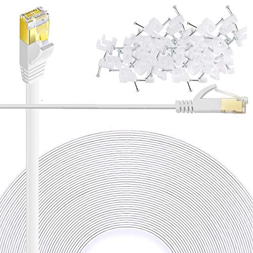 Comtelek Flat Cat6 Ethernet Cable - 200ft White