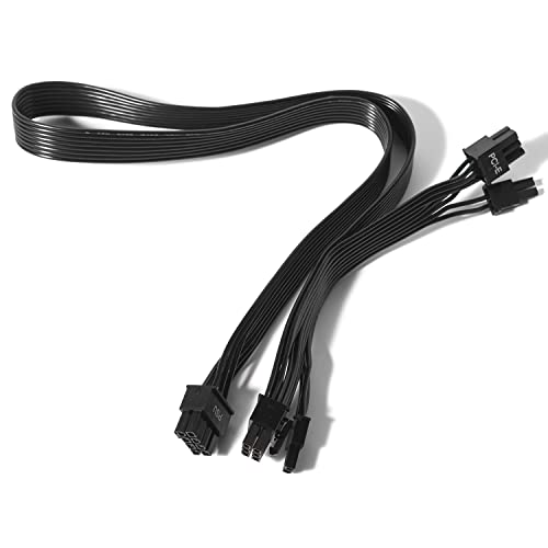 COOCAT PCIE Cable for Corsair, 18awg 65cm Male to Male 8 Pin to Dual 6+2 Pin GPU Power Cable for Thermaltake ARESGAME Power Supply (65cm+15cm)