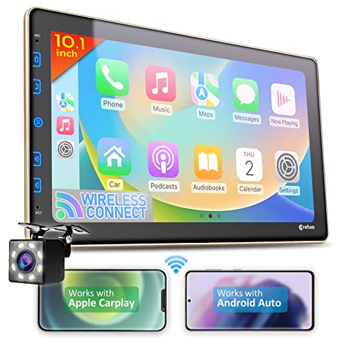 Corehan 10 inch Touchscreen Car Stereo with Wireless Carplay and Android Auto