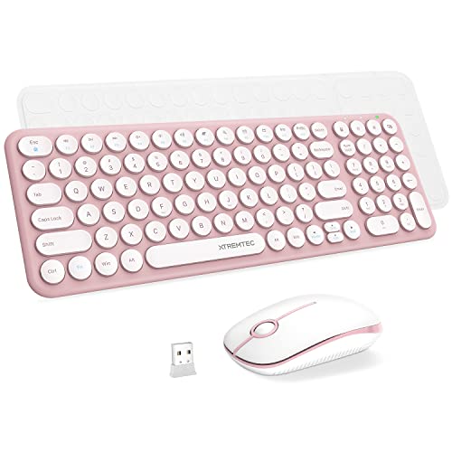 Cute Retro Pink Keyboard and Mouse Combo