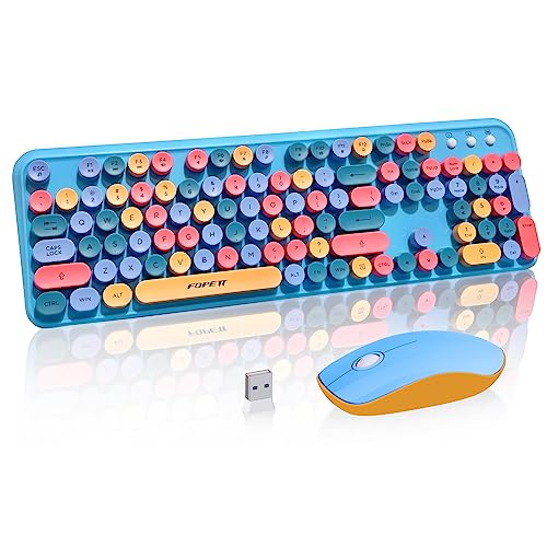 Cute Retro Wireless Keyboard Mouse Combo