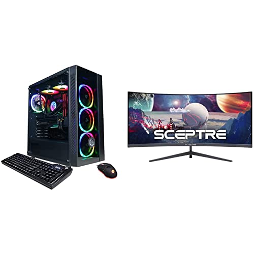 CYBERPOWERPC Gamer Xtreme VR Gaming PC and Sceptre 30-inch Curved Gaming Monitor