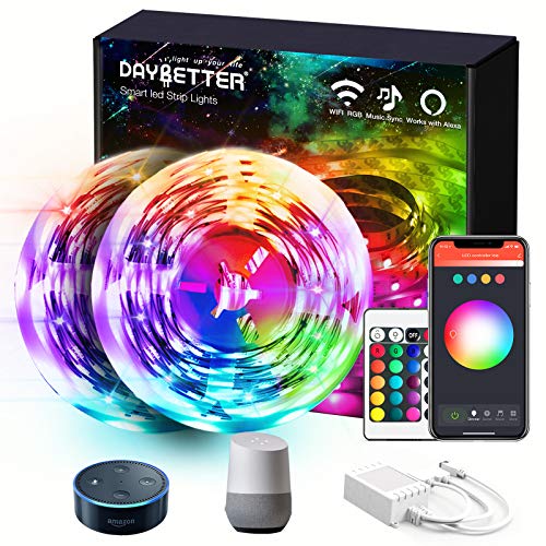 DAYBETTER 50ft Led Strip Lights RGB Music Sync