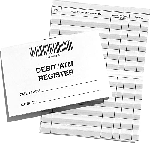 Debit ATM Mini Checkbook Registers with Balance Column (Set of 5)