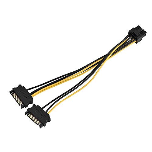 DEWIN PCIe Power Cable - 15 Pin Dual SATA to 8 Pin Female PCI-E Adapter