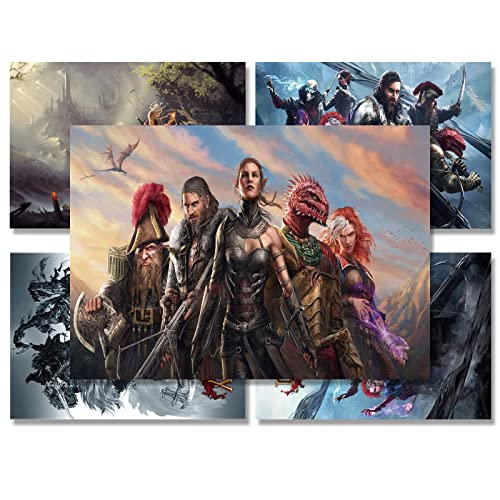 Divinity Original Sin 2 - Definitive Edition Poster Game Room Wall Decor Adventure Video Game Poster Set of 5/10*14 Inch Living Room Bedroom Room Aesthetics Creative Personality Decoration Poster