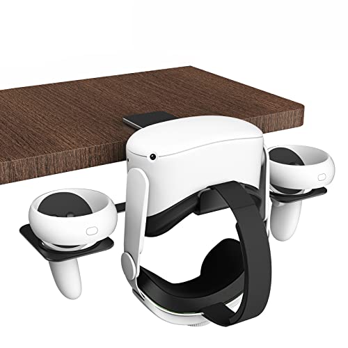 Dollox VR Stand VR Display Holder Under Desk Virtual Reality Headsets Metal Stand Storage Hook Universal Clamp on Desk Hanger Hooks for Oculus Quest 2/Quest/Rift S, HTC Vive Pro, PSVR 2