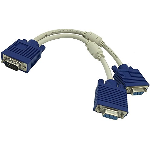 DONG 1 Computer to Dual 2 Monitor vga Splitter Cable Video Y Splitter 15 pin Two Ports vga Male to Female