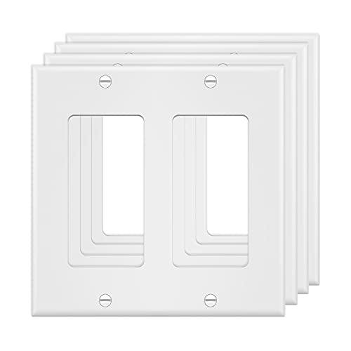 Double Decora Wall Plate Cover for Light Switches, Smart Switch, Dimmers, GFCI, Receptacle, USB Outlet (4-Pack)