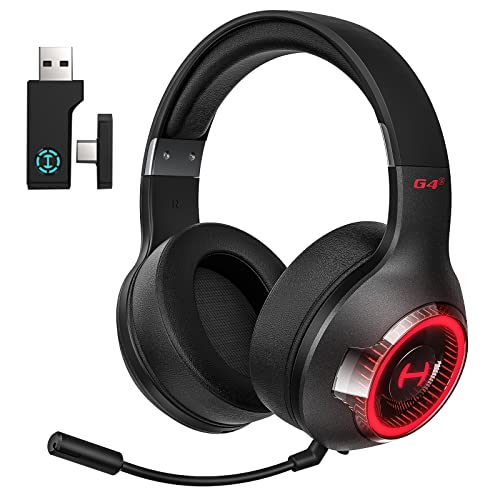 TA82 Wireless Gaming Headset with Detachable Noise Canceling Microphone for  PS5 PS4 PC, 2.4GHz USB Gamer Headphones with 7.1 Surround Sound, Memory