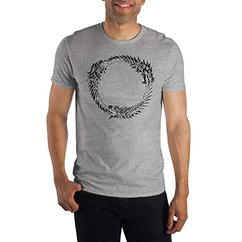 Elder Scrolls Online Ouroboros Circle Men's Heather Gray T-Shirt-Medium