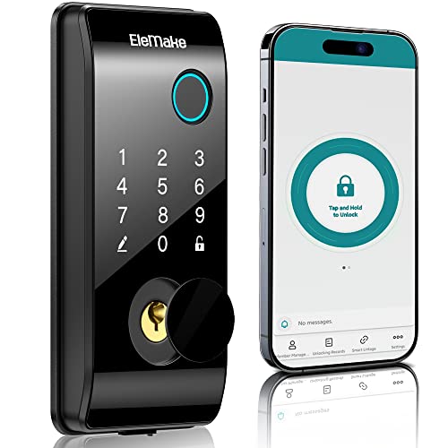 Elemake Smart Door Lock - WiFi Deadbolt, Keyless Entry, Fingerprint, Auto Lock, Smart Home Compatible