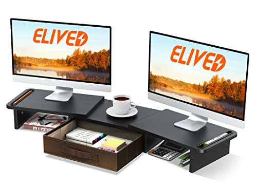 ELIVED Dual Monitor Stand Riser with Drawer