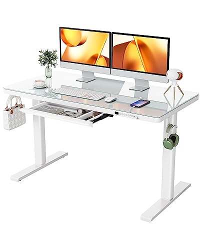 ErGear Glass Desk with Drawers