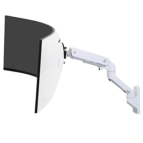 Ergotron – HX Single Heavy Duty Monitor Arm with HD Pivot, VESA Wall Mount – for 1000R Curved Ultrawide Monitors Up to 49 Inches, 28 to 42 lbs – White